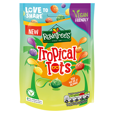 ROWNTREE'S Tropical Tots Vegan Friendly Sweets Sharing Bag 140g