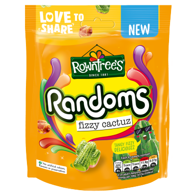Rowntree's Randoms Fizzy Cactuz Sweets Sharing Bag 130g Pack Shot